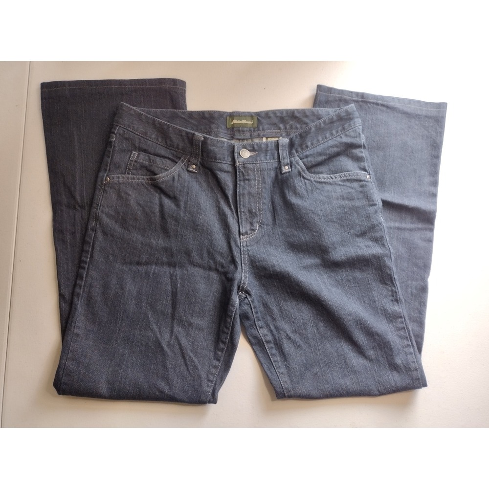 Eddie Bauer Women's Dark Wash Bootcut Jeans Size 10 Stud Accents Flared Leg